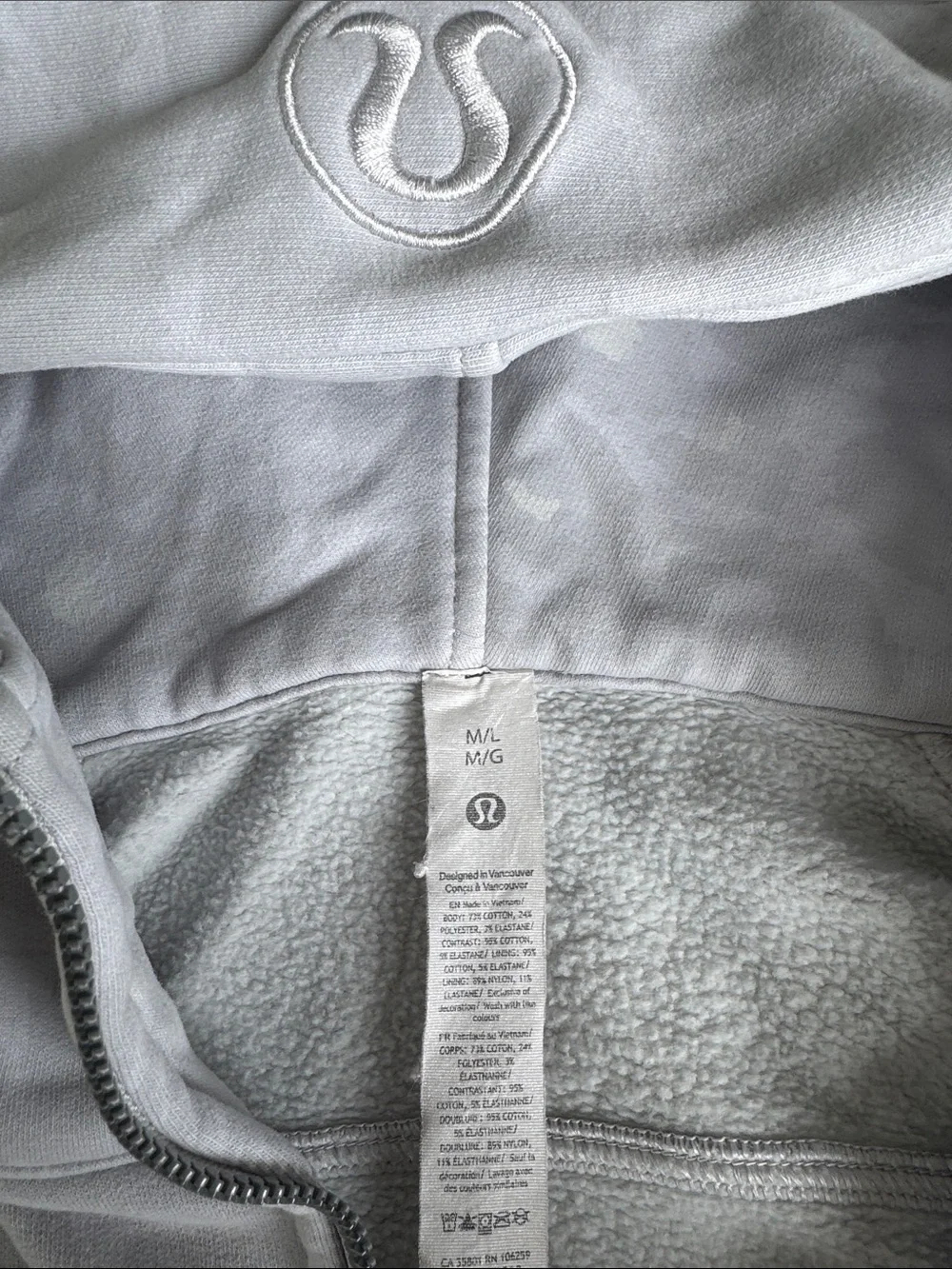lululemon light gray cheetah animal print fleece-lined crop half-zip hoodie